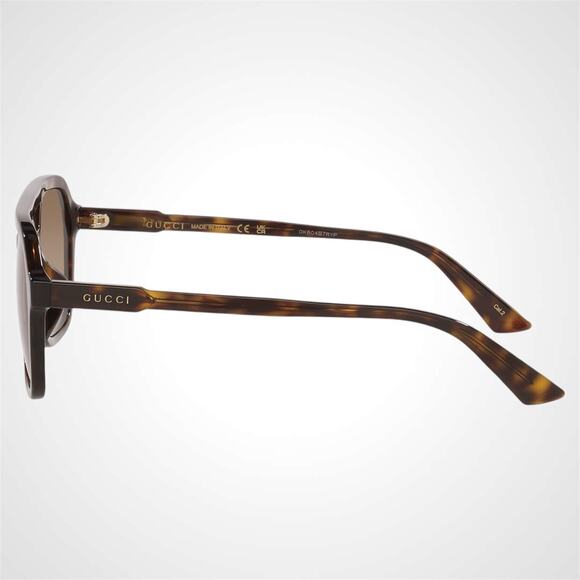 NEW GUCCI Sunglasses Aviator Pilot Brown Tortoise Gold Logo 57-18-145mm Gucci